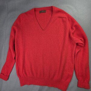 Thane Sweater Mens XL Red V Neck 100% Scottish Lambswool Pullover USA Preppy
